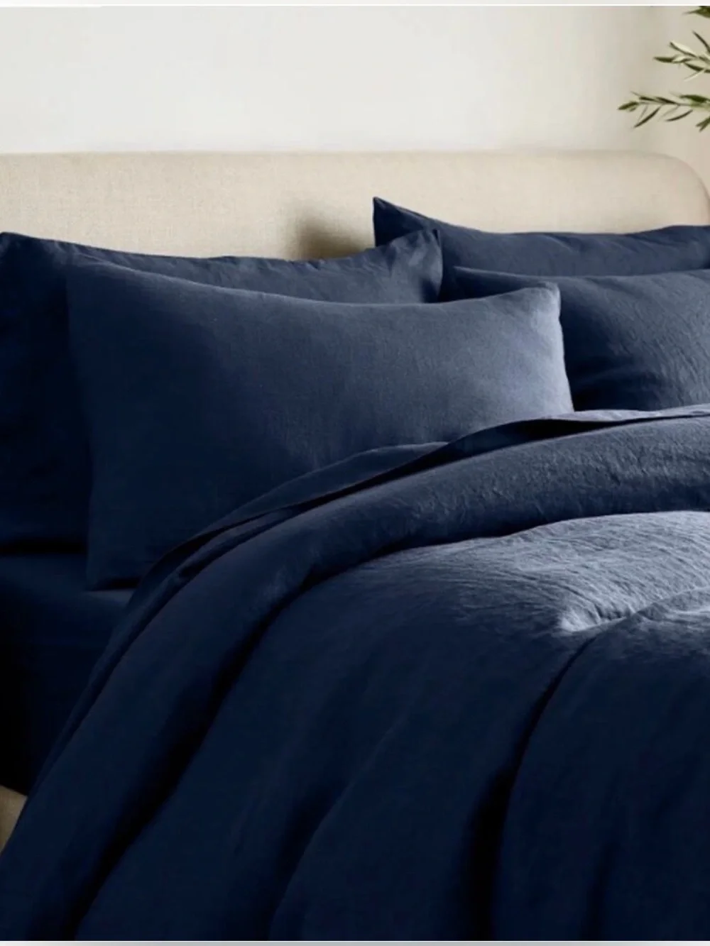 Quince European Linen Duvet Cover Set Navy King/Cal King